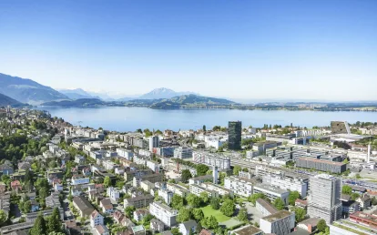 Bird's eye view of the city of Zug.
